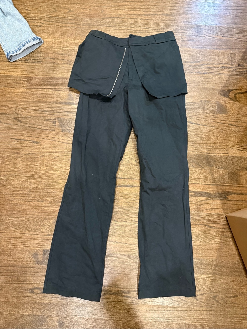 Zara Black Wide-Leg Pants with Overlay Panel